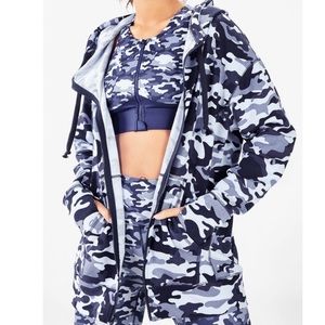 Fabletics Camo Print Navy Blue Zip up Hoodie